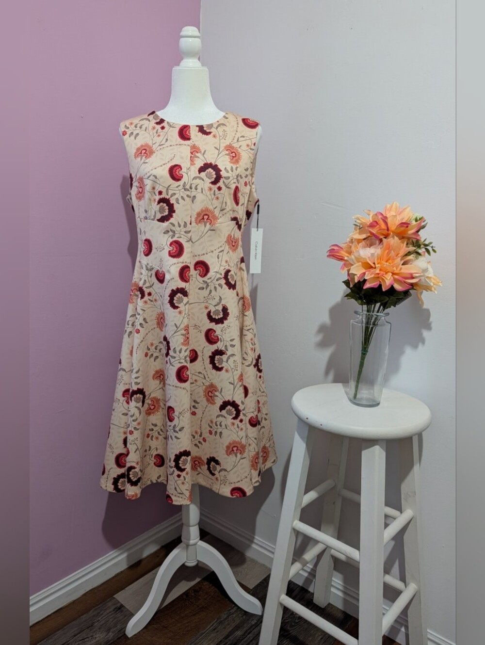 Calvin Klein Floral Fit & Flare Dress Size 12 NWT - Picture 2 of 6